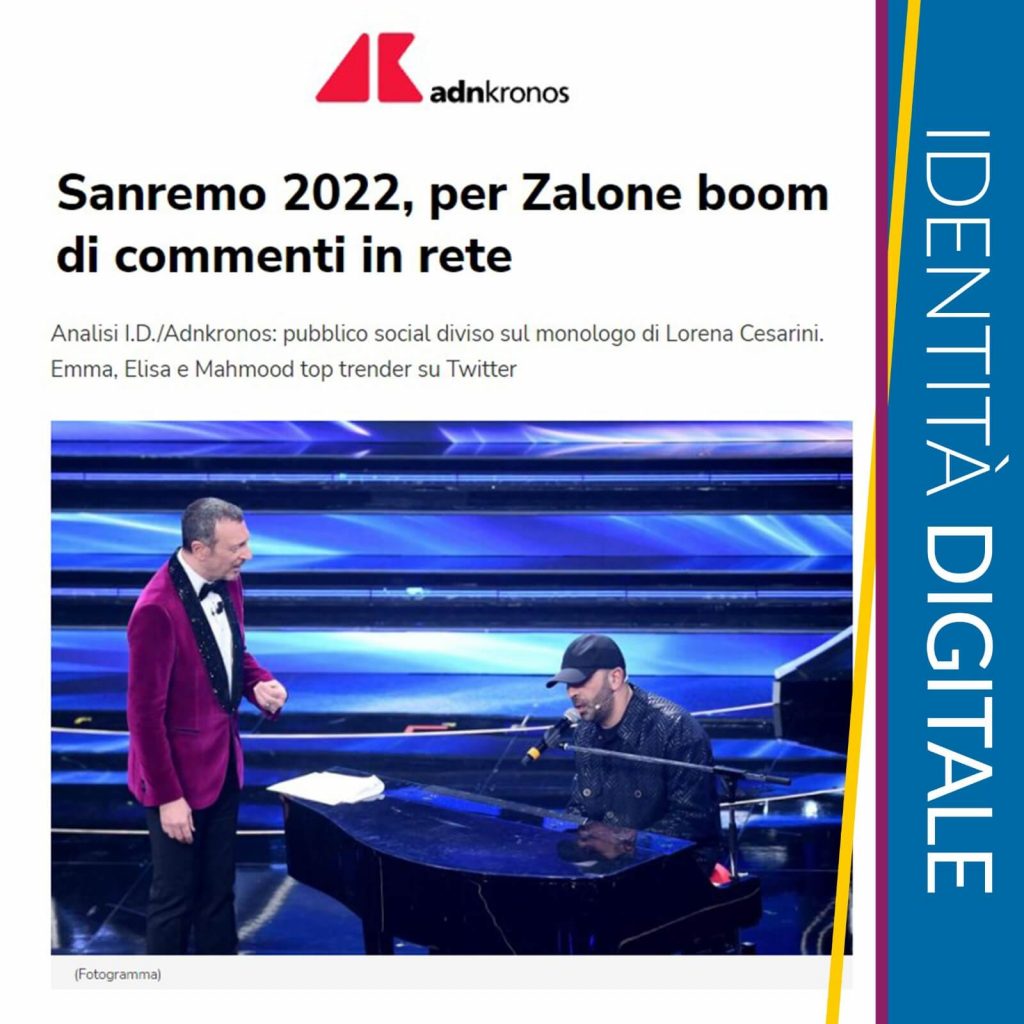 Festival di Sanremo, successo social per The Jackal e star della serata Zalone con 22 mila citazioni – L'analisi di rete di Identità Digitale per Adnkronos